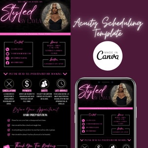 Acuity Scheduling Template, Hair Stylist Acuity Scheduling Template, Hair Stylist Branding, Hair Stylist Website, Canva Templates