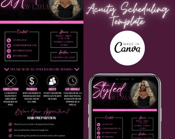 Acuity Scheduling Template, Hair Stylist Acuity Scheduling Template, Hair Stylist Branding, Hair Stylist Website, Canva Templates