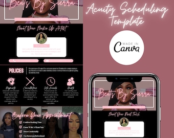 Makeup Artist Acuity Scheduling Template: Editable MUA Branding (Canva)