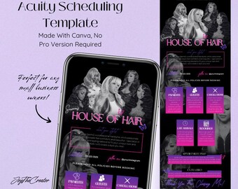 Hair Stylist Acuity Scheduling Template, Canva Website Branding