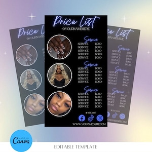 Price List Template, Price List flyer, hair flyer, nail flyer, lash flyer, business flyer
