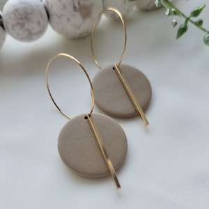 JULIETTE, neutral hoops, Polymer Clay Earrings, Clay earrings, Dangle Earrings, Statement Earrings, handmade earrings, lightweight earrings image 4