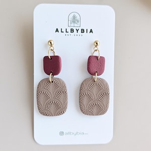The Rebecca,Black Rounded rectangle dangle, Polymer Clay Earrings, Clay earrings,Statement Earrings, handmade earrings, lightweight earrings