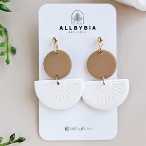 Handmade Two-Tone Polymer Clay Earrings: Lightweight Statement Jewelry