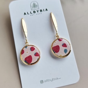 Handmade Strawberry Polymer Clay Dangle Earrings: Lightweight Statement Jewelry