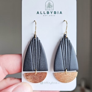 Black Clay Earrings| Polymer Clay Earrings | Dangle drop Earrings | Handmade Earrings| Lightweight Earrings | Gift for her |