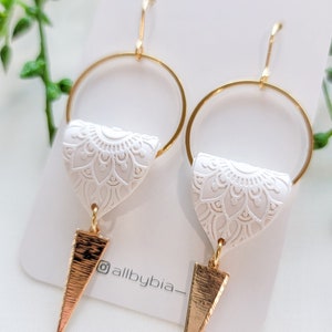 Sabina | Clay Earrings| Polymer Clay Earrings | Dangle drop Earrings | Handmade Earrings| Lightweight Earrings | Mustard Yellow Earrings
