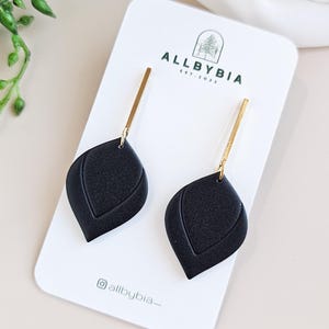 Black Clay Dangle Earrings: Handmade Polymer Statement Jewelry