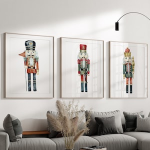 Nutcracker Print Set of 3 + 1 Bonus - Christmas Wall Art - Christmas Decor - Holiday Decor - Nutcracker Watercolor - Printable Art