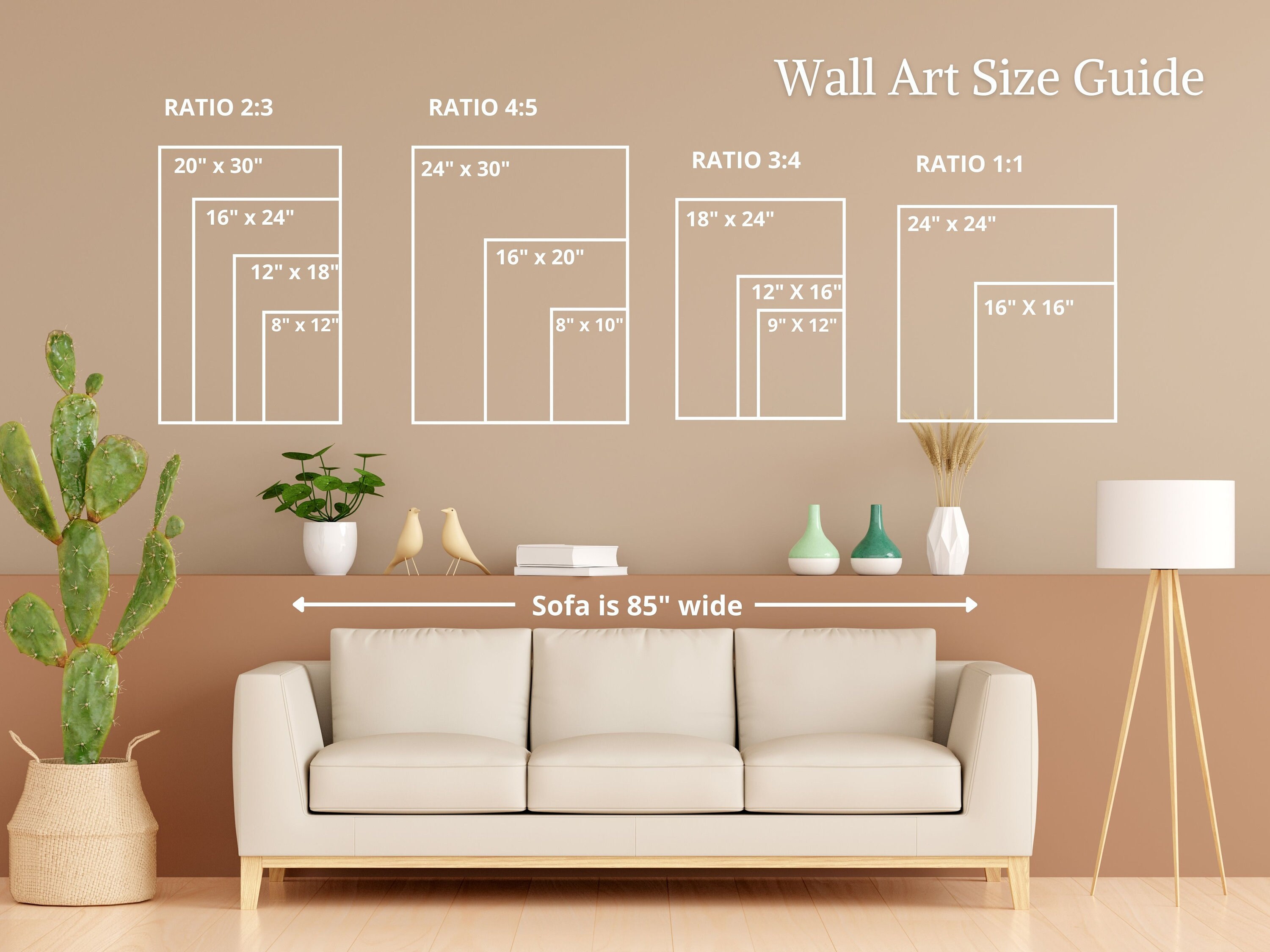 Wall Art Size Guide Wall Size Comparison Chart Print Size Etsy