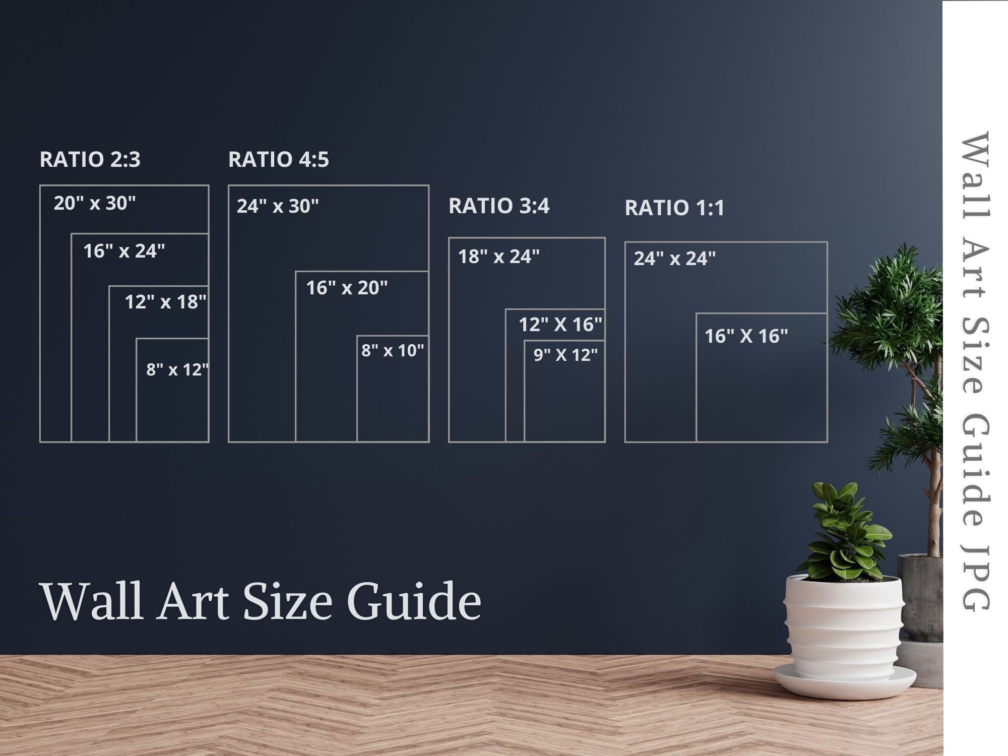 Wall Art Size Guide Wall Size Comparison Chart Print Size Etsy