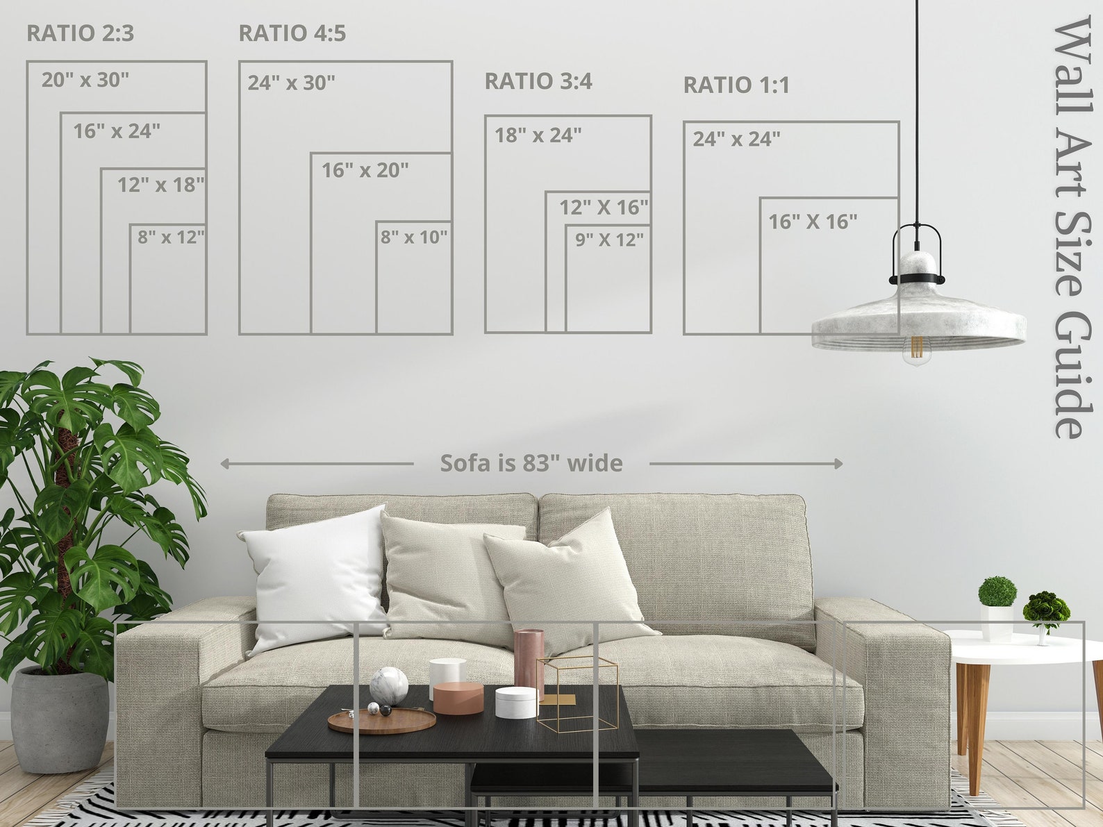 Buy Wall Art Size Guide Wall Size Comparison Chart Print Size Online in