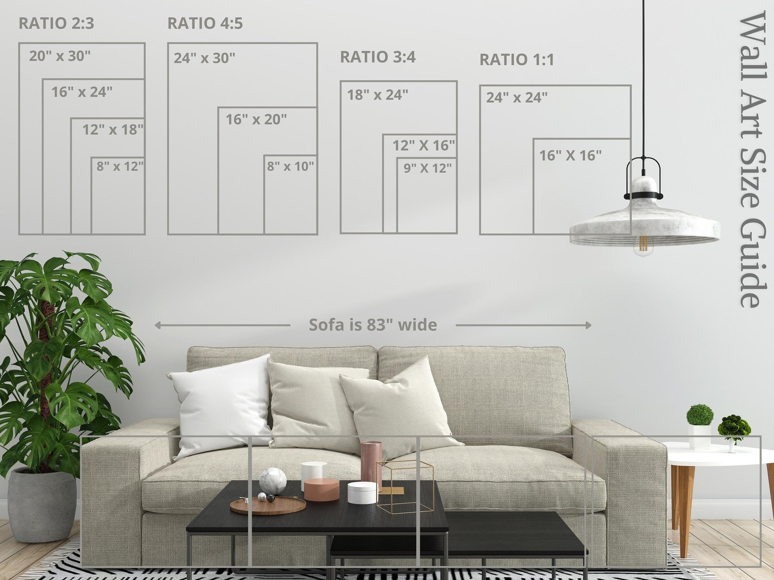 Wall Art Size Guide Wall Size Comparison Chart Print Size - Etsy New ...