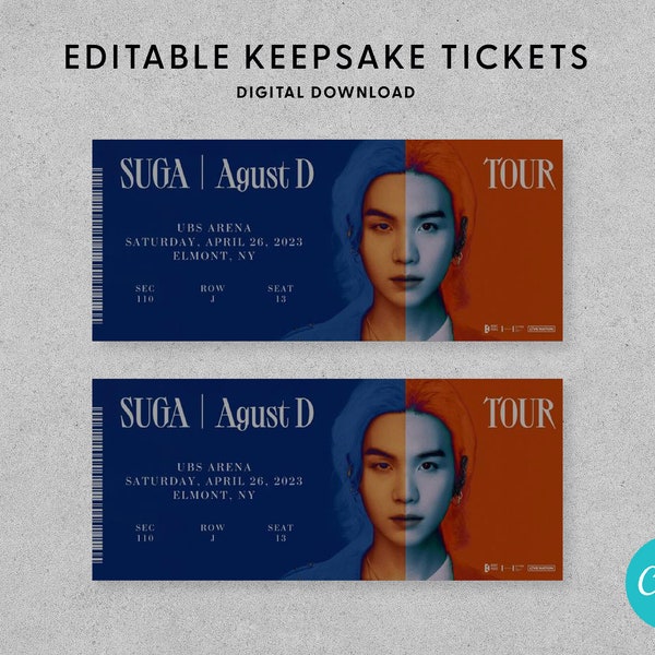 SUGA | AGUST D TOUR in U.S. Editable Souvenir Ticket