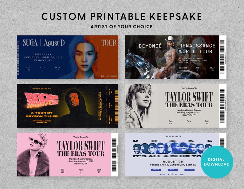 Custom Printable Souvenir Ticket Digital Download Etsy