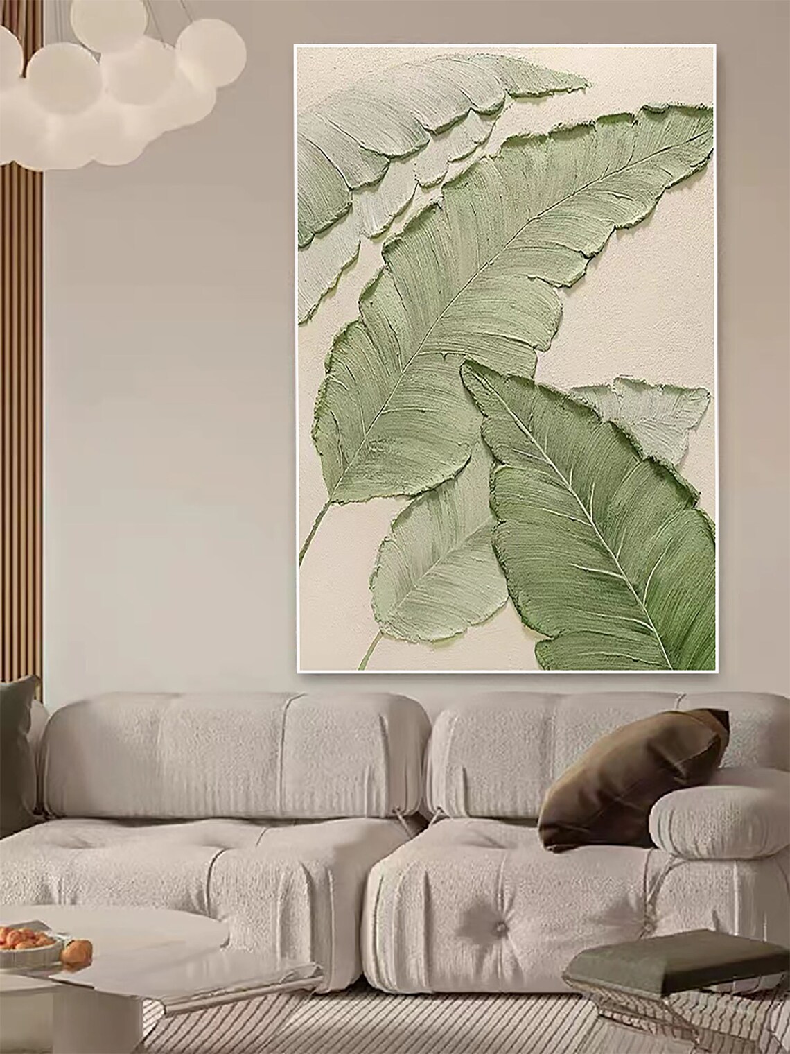 Idyllic Green Leaves Oil Painting Large Original Modern Gold Flower ...