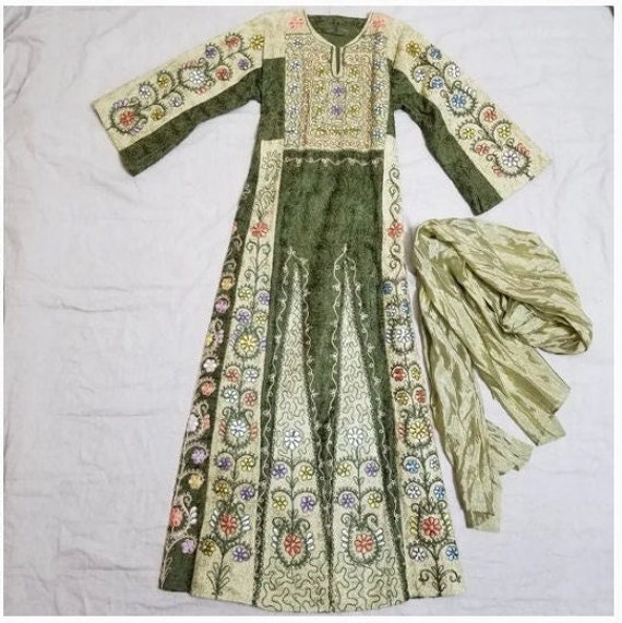 Vintage handmade Egyptian embroidered maxi dress … - image 1