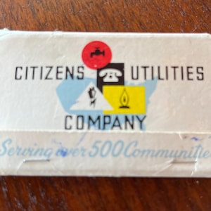 Vintage Citizens Utilities  Match Book from the 1970-1980s