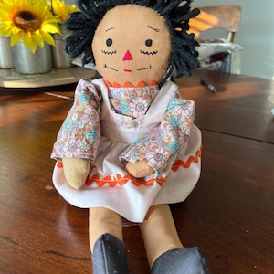 Vintage Brown Skin 15 inch Raggedy Ann Doll
