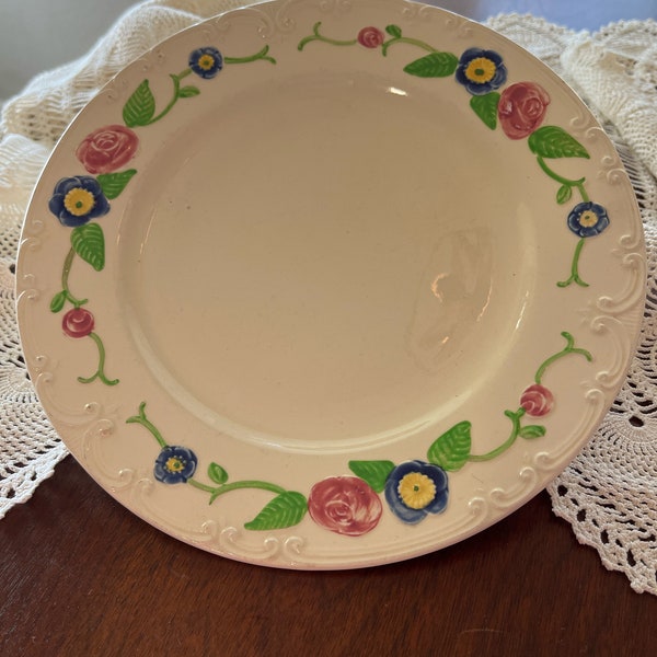 1930's Era Homer Laughlin Colorful Flower Plate from the Oven Serve Line