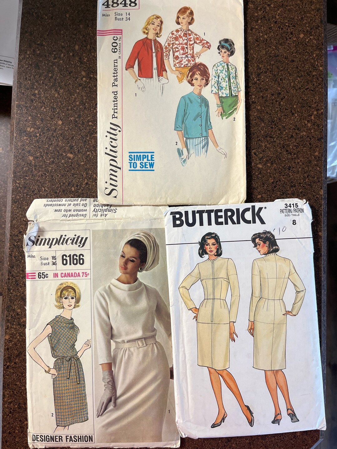 Simplicity Pattern 4848 Lot of 3 Vintage Clothing Patterns: Simplicity 6166, Butterick , and ...