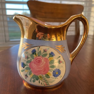 Vintage Blue and Gold Homer Laughlin Pitcher
