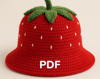 Gehäkelte Erdbeer-Eimer-Hut PDF Muster: Anfänger-freundlich DIY Sommer-Hut (Instant Download