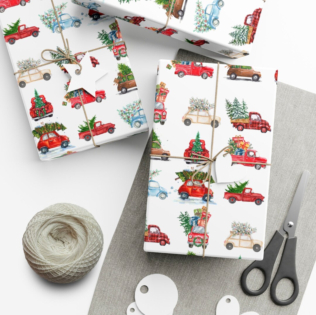 Christmas Car Wrapping Paper Christmas Wrapping Paper Holiday Gift Wrap ...