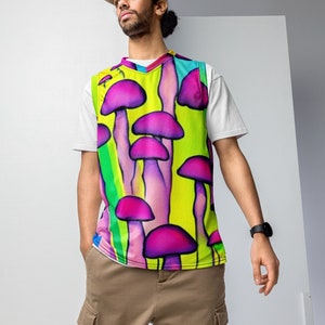 Psychedelic Mushroom Rave Jersey, Unisex Festival Clothing, Plus Size Rave, Wild Festival Outfits, Rave Outfit, Recycled Sustainable Apparel