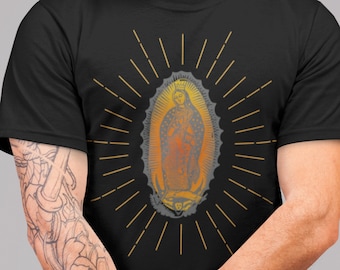 Camiseta de la Virgen de Guadalupe, Camiseta reciclada de Nuestra Señora de Guadalupe, Camiseta católica de Baritus, Camiseta de la Virgen María, Camiseta unisex de algodón para adultos