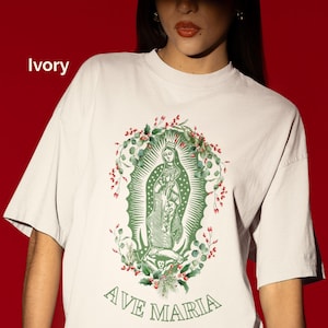 Comfort Colors Christmas Baritus Catholic T Shirt, Our Lady of Guadalupe Tshirt, Virgen de Guadalupe Shirt, Ave Maria Catholic Art Gifts