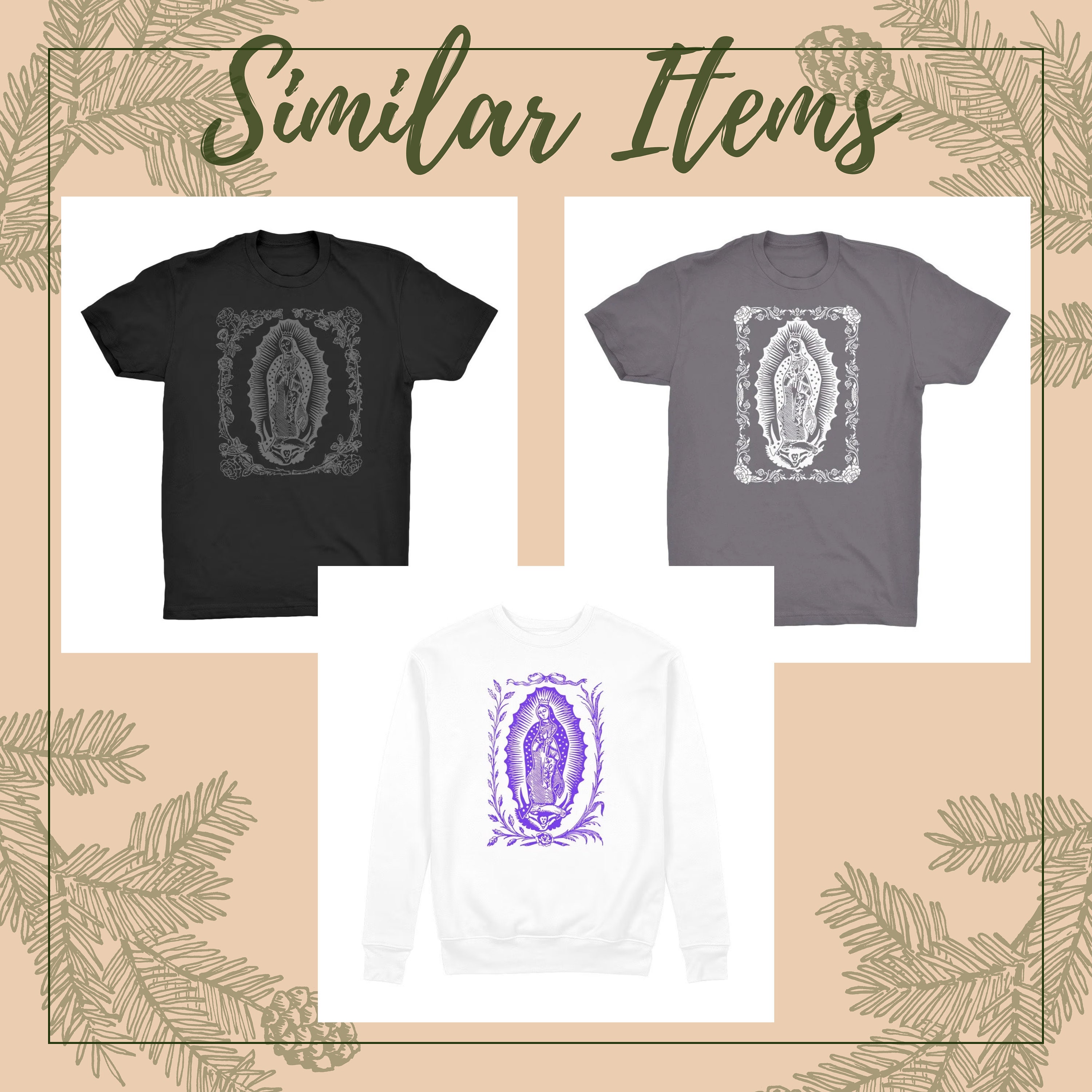 T-shirt Graphique Virgen De Guadalupe Noir à Paillettes - Taille M, Col Rond, Manches Courtes En Coton