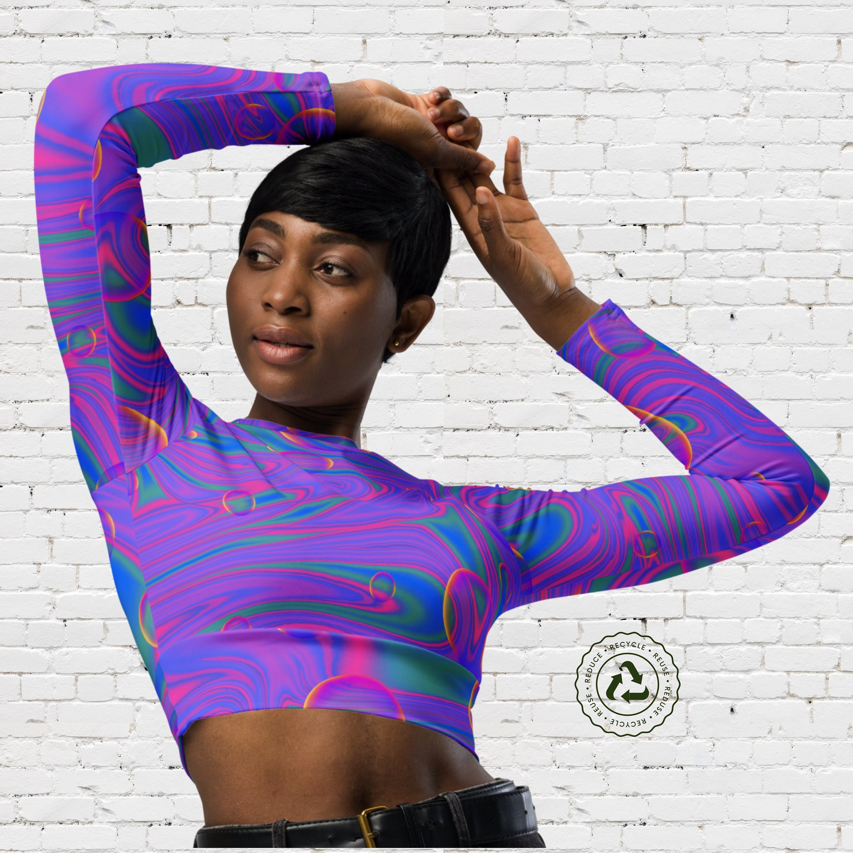 Blubble Swirl Crop Top for Rave Outfit, Fun Festival Clothing for Women ...