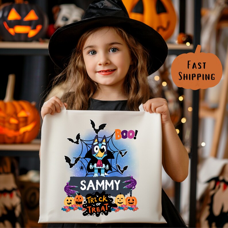 Custom Halloween Tote Bag, Trick or Treat Bag, Halloween Goodie Bag