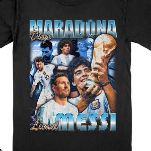 Messi Maradona Shirt: Vintage Bootleg Style Tee - Argentina World Cup