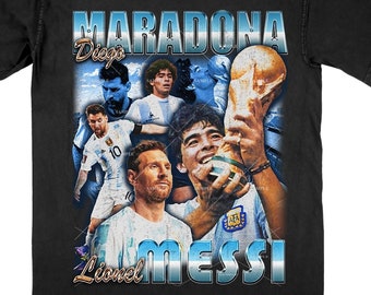 Messi Shirt with Maradona - Vintage Bootleg Style Tee Shirt | Argentina World Cup Shirt | Copa Nostra Original