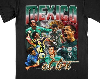 T-shirt mexicain de style bootleg vintage | Équipe nationale mexicaine de football | Coupe du monde - T-shirt vierge de qualité supérieure | Copa Nostra originale