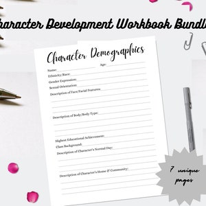 Character Development Worksheet Bundle, Writing Printable, Digital Writing Template, Writing Planner, Story Workbook, NaNoWriMo Template