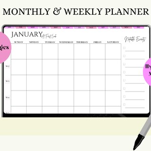 Undatierter Digitaler Planer | Wochenplaner | Monatsplaner | iPad Planer mit Hyperlink | Notability Planner | GoodNotes Planner, 2023 Planner