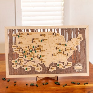 National Park Map, National Park Sign, Wooden, Gift, US National Parks Sign