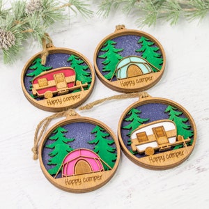 Camper Ornament, Trailer Christmas Tree Ornament, RV Ornament, Tent Ornament,