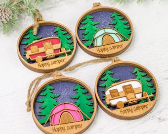 Camper Ornament, Trailer Christmas Tree Ornament, RV Ornament, Tent Ornament,