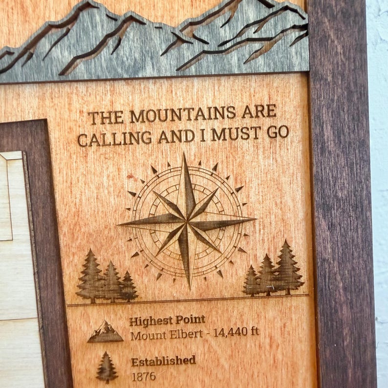Colorado 14ers Tracker Map Personalized | Wooden Mountain Peak ...