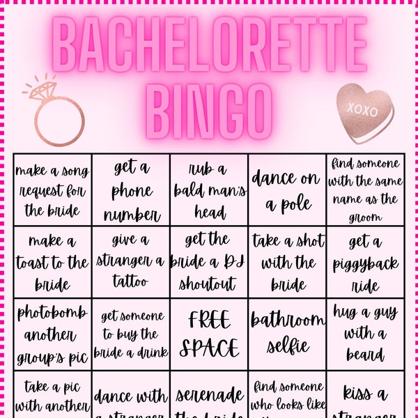 Bachelorette Party Bingo Card (digital print)