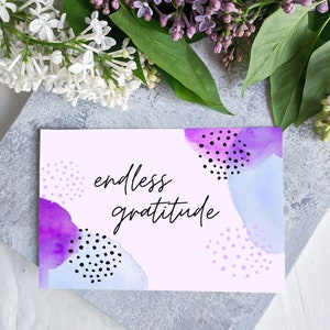 AFDRUKBARE 5 x 7 Bedankkaart, eindeloze dankbaarheidskaart, blanco dank u kaart, groet dank u kaart, elegant, modern, Instant Download