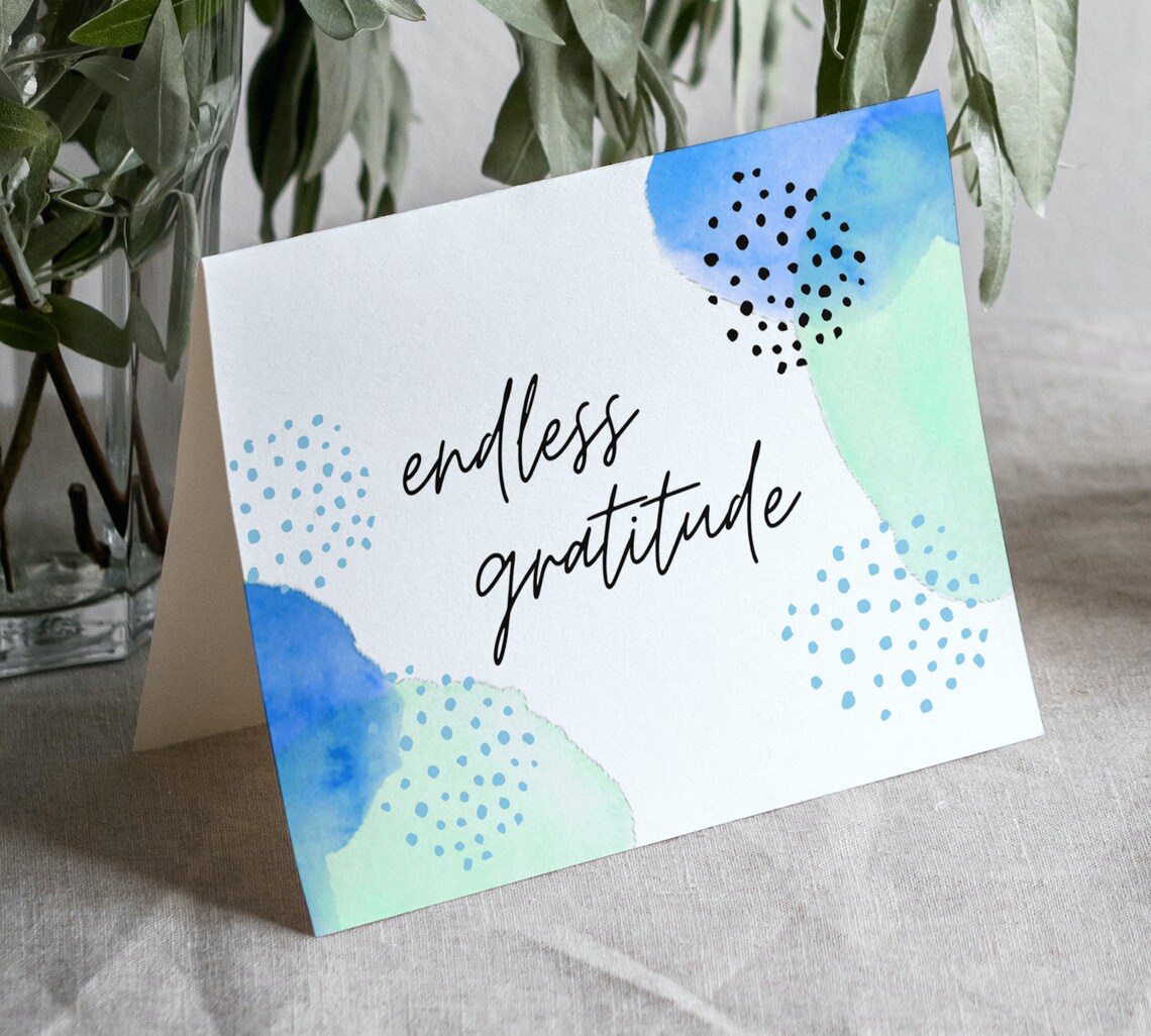 PRINTABLE 5x7 Thank You Card, Endless Gratitude Card, Blank Thank You ...