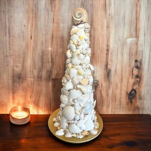 Hand-Crafted Sea Shell Topiary Christmas Tree/Nautical Beachy Seaside Home Decor/Unique Gift/Free Shipping