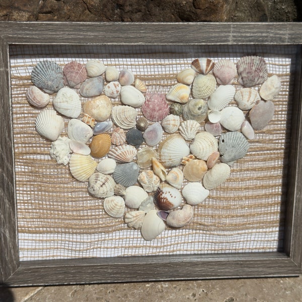 Heart Shaped Seashells Shadowbox/Gift for Her/Mothers Day Gift for Mom Sister Aunt