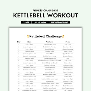 Kettlebell Challenge, Fitness Challenge, 30 Day Challenge, Workout Challenge, Workout Log, Fitness Program, Strength Training, Core Workouts