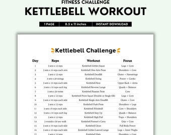 Kettlebell Challenge, Fitness Challenge, 30 Day Challenge, Workout Challenge, Workout Log, Fitness Program, Strength Training, Core Workouts
